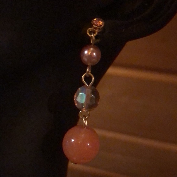 Orange & Green Beaded Necklace And Earrings With Glass Pendant - Picture 4 of 14